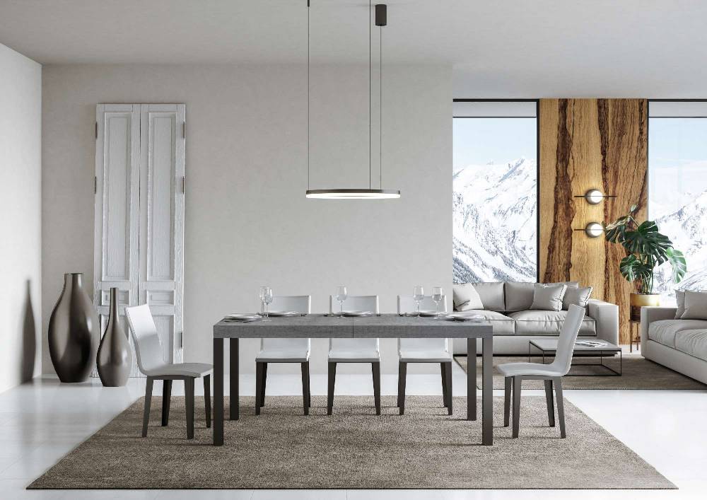 Itamoby Tavolo allungabile 90×160/264 cm Everyday Premium Cemento telaio Antracite Consegna Veloce