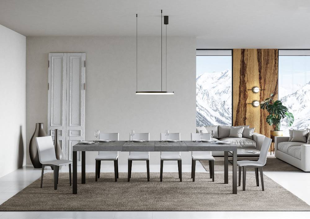 Itamoby Tavolo allungabile 90×160/264 cm Everyday Premium Cemento telaio Antracite Consegna Veloce