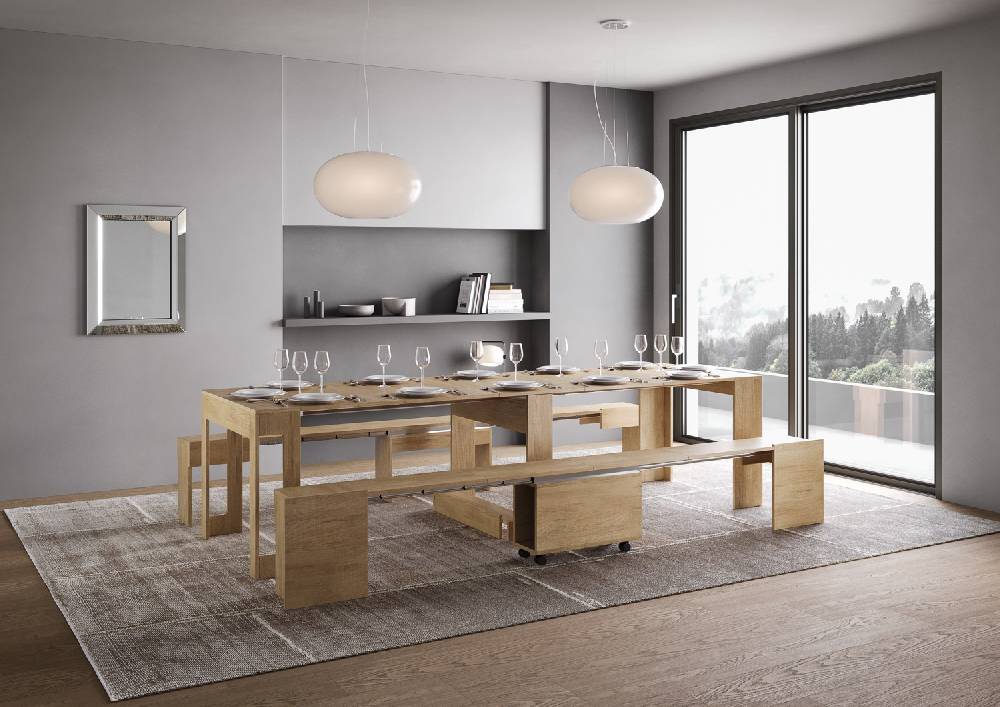 Itamoby Consolle allungabile Evolve con Panca inferiore e superiore Quercia Natura 2025