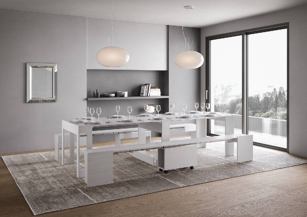 Itamoby Consolle allungabile Evolve con Panca inferiore e superiore Bianco Frassino Acquista Ora