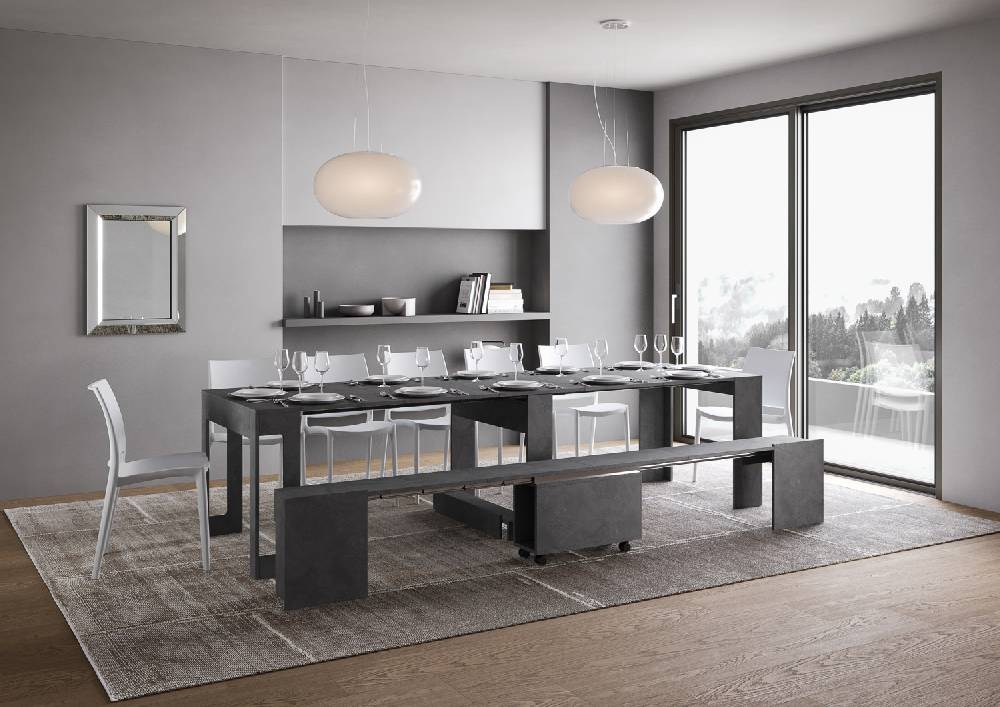 Itamoby Consolle allungabile Evolve con Panca inferiore Antracite Italia