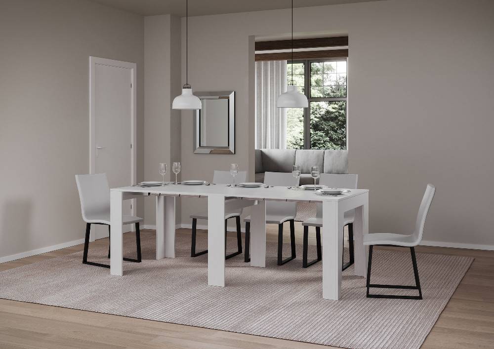 Itamoby Consolle allungabile 90×25/181 cm Narrow Bianco Frassino Soddisfazione Garantita