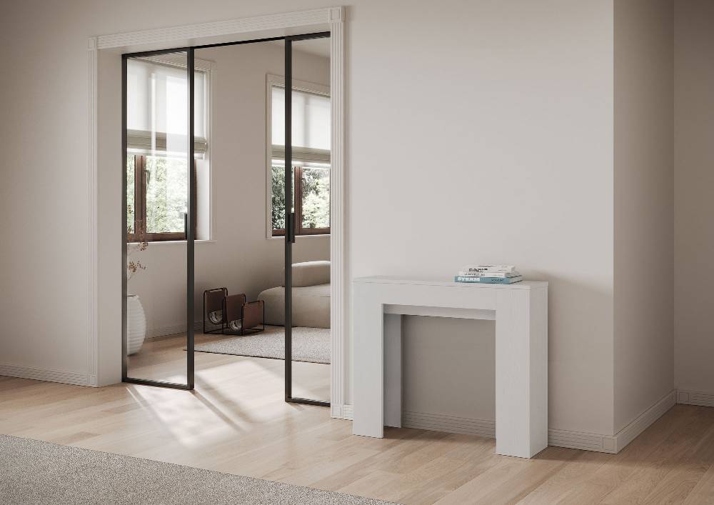 Itamoby Consolle allungabile 90×25/181 cm Slick Bianco Frassino Consegna Veloce