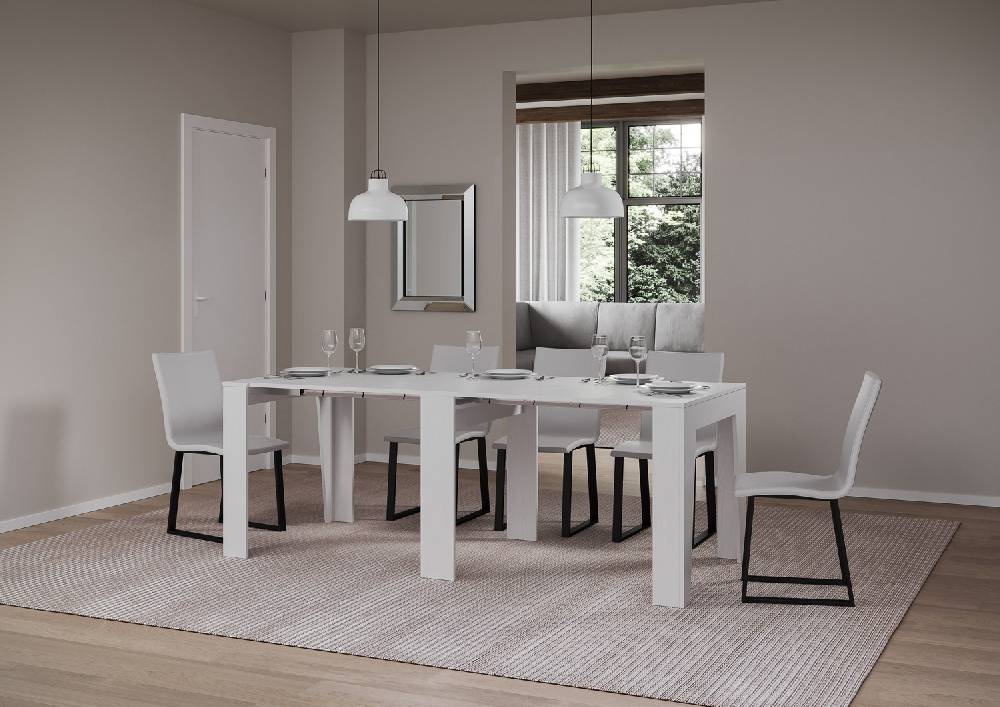 Itamoby Consolle allungabile 90×25/211 cm Anea Bianco Frassino Affare Del Giorno