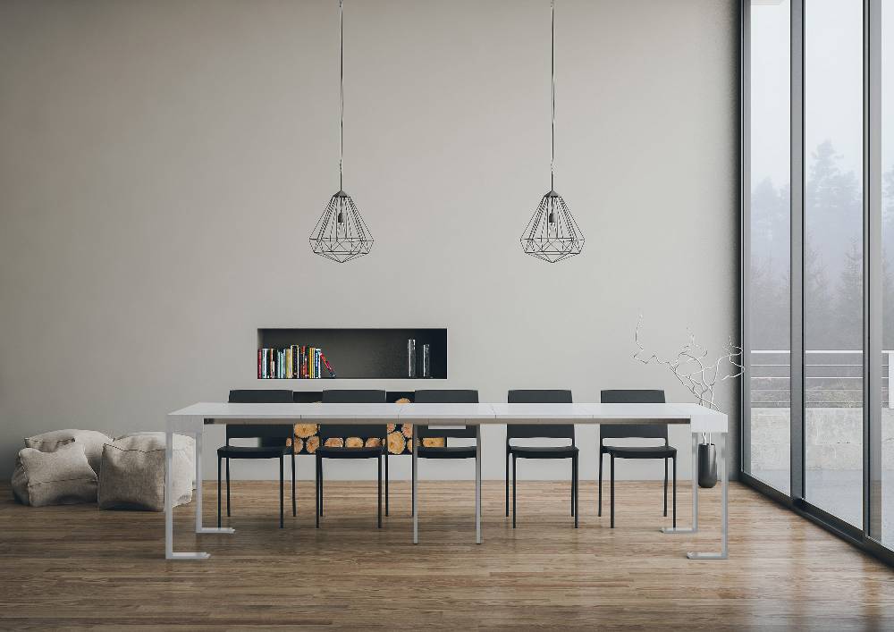 Itamoby Consolle allungabile 90×40/300 cm Tecno Bianco Frassino telaio Bianco Offerta