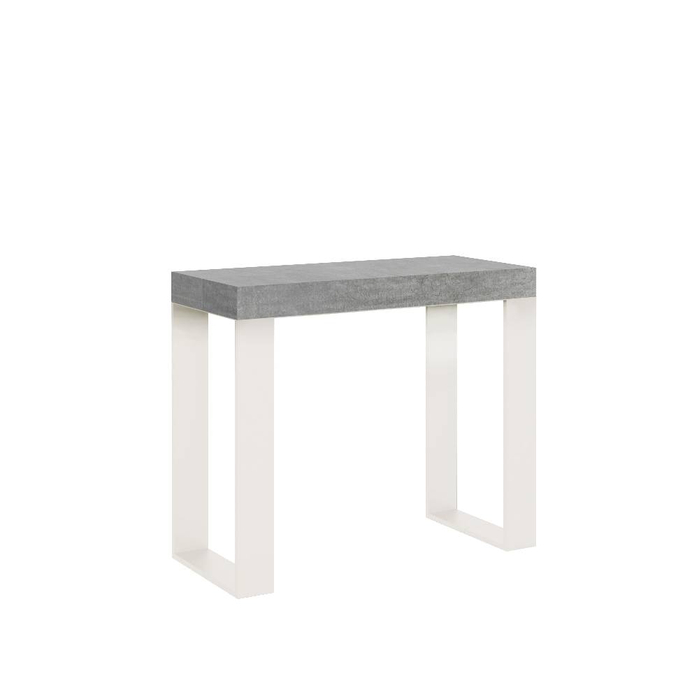 Itamoby Consolle allungabile 90×40/196 cm Tecno Small Cemento telaio Bianco