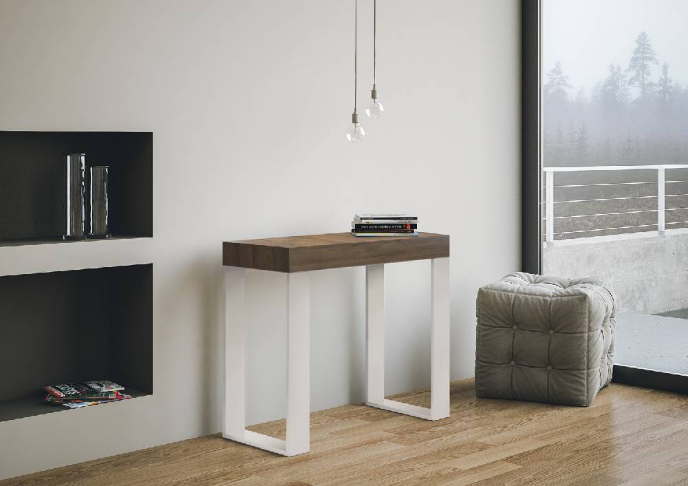 Itamoby Consolle allungabile 90×40/196 cm Tecno Small Noce telaio Bianco Online