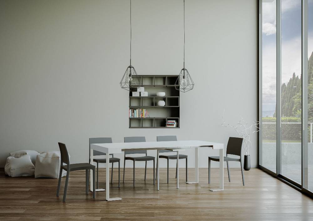 Itamoby Consolle allungabile 90×40/196 cm Tecno Small Bianco Frassino telaio Bianco In Vendita
