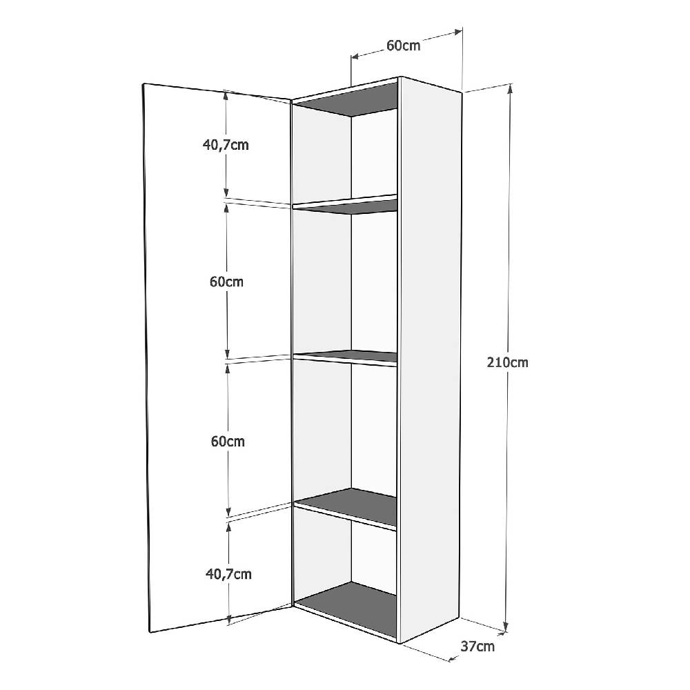 Itamoby Pensile Colonna L.60 H.210,3 P.39,5 sx-dx Bianco Frassino Fino Al -60%