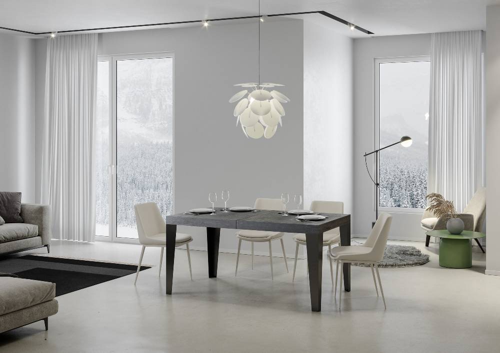 Itamoby Tavolo allungabile 90×160/264 cm Flame Premium Cemento telaio Antracite Saldi Di Fabbrica
