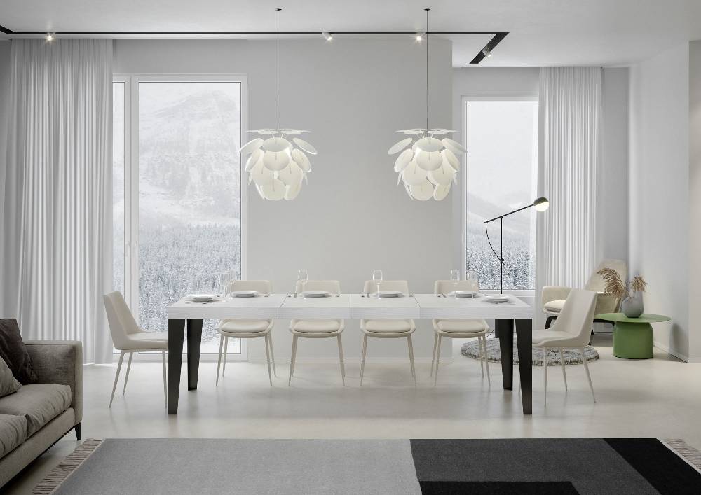 Itamoby Tavolo allungabile 90×160/264 cm Flame Premium Bianco Frassino telaio Antracite Vendite Flash