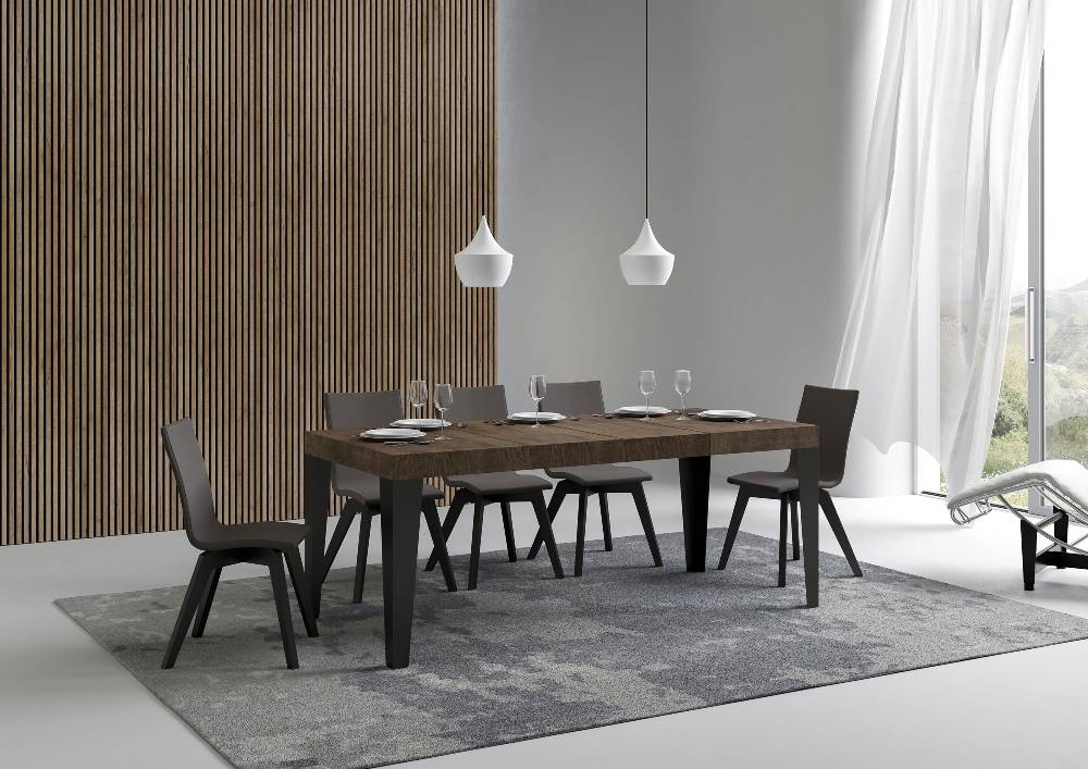 Itamoby Tavolo allungabile 90X140/244 cm Flame Premium Noce telaio Antracite Negozio