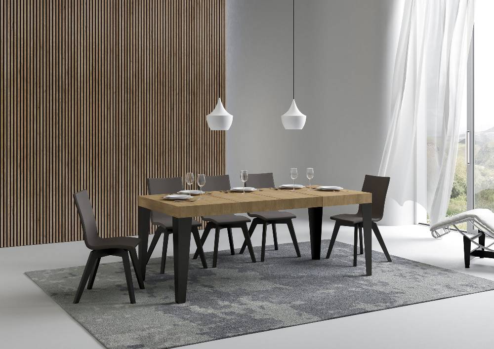 Itamoby Tavolo allungabile 90X140/244 cm Flame Premium Quercia Natura telaio Antracite Nuova