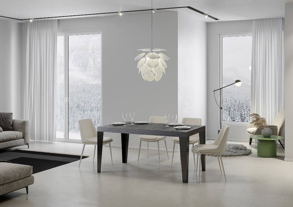 Itamoby Tavolo allungabile 90×130/234 cm Flame Premium Cemento telaio Antracite Italy