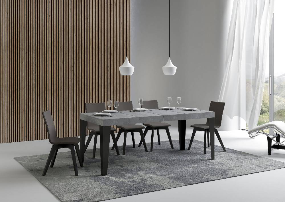 Itamoby Tavolo allungabile 90×130/234 cm Flame Premium Cemento telaio Antracite Italy