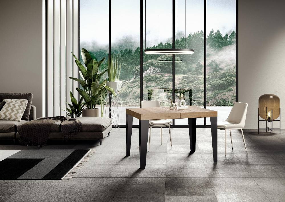 Itamoby Tavolo allungabile 90×130/234 cm Flame Premium Quercia Natura telaio Antracite Italia