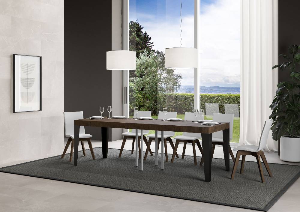 Itamoby Tavolo allungabile 90×90/246 cm Flame Premium Noce telaio Antracite Promozione