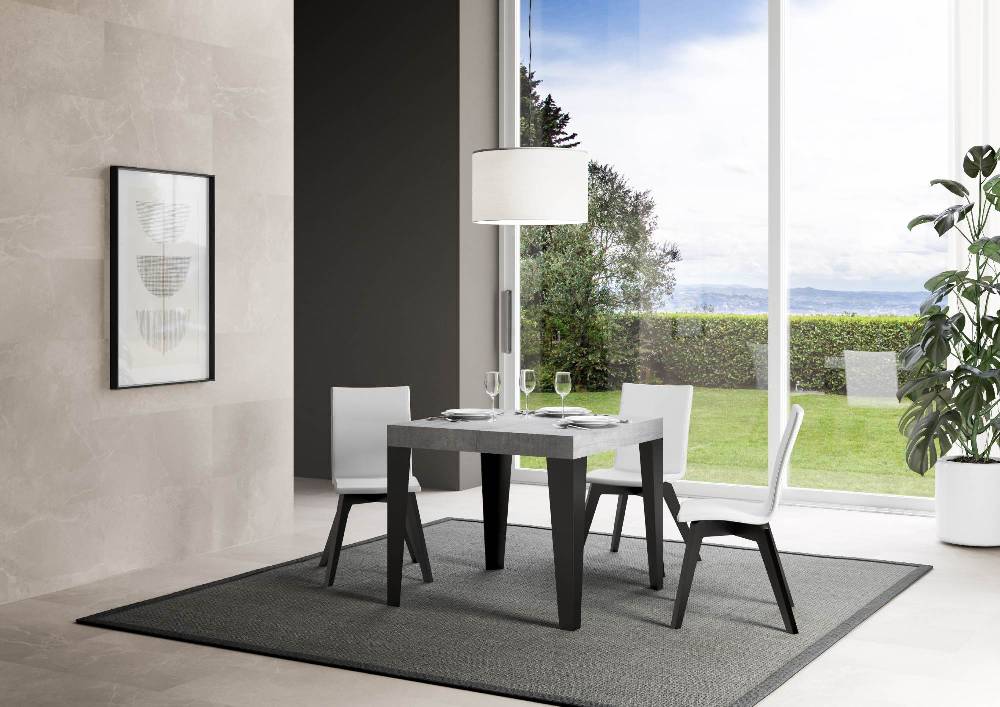 Itamoby Tavolo allungabile 90×90/246 cm Flame Premium Cemento telaio Antracite Spedizione Gratuita