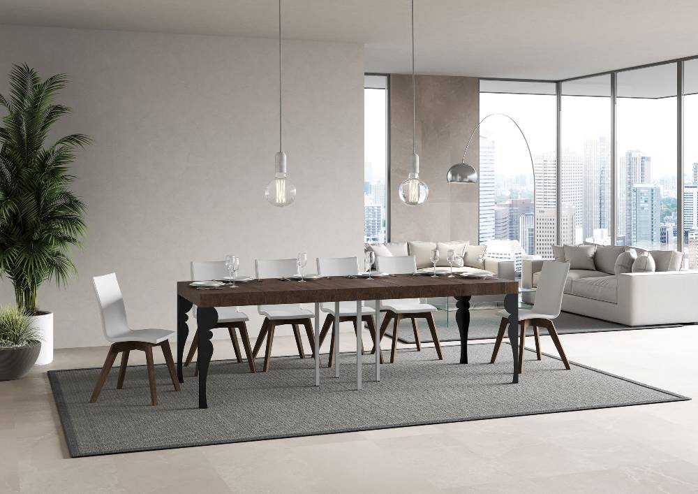 Itamoby Tavolo allungabile 90×90/246 cm Paxon Premium Noce telaio Antracite Offerte