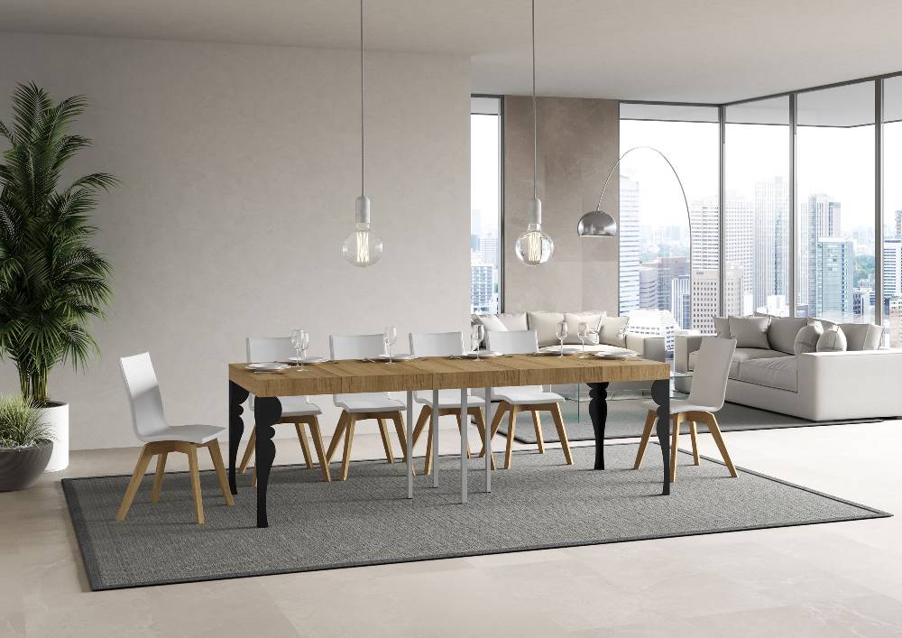 Itamoby Tavolo allungabile 90×90/246 cm Paxon Premium Quercia Natura telaio Antracite Vendita Calda