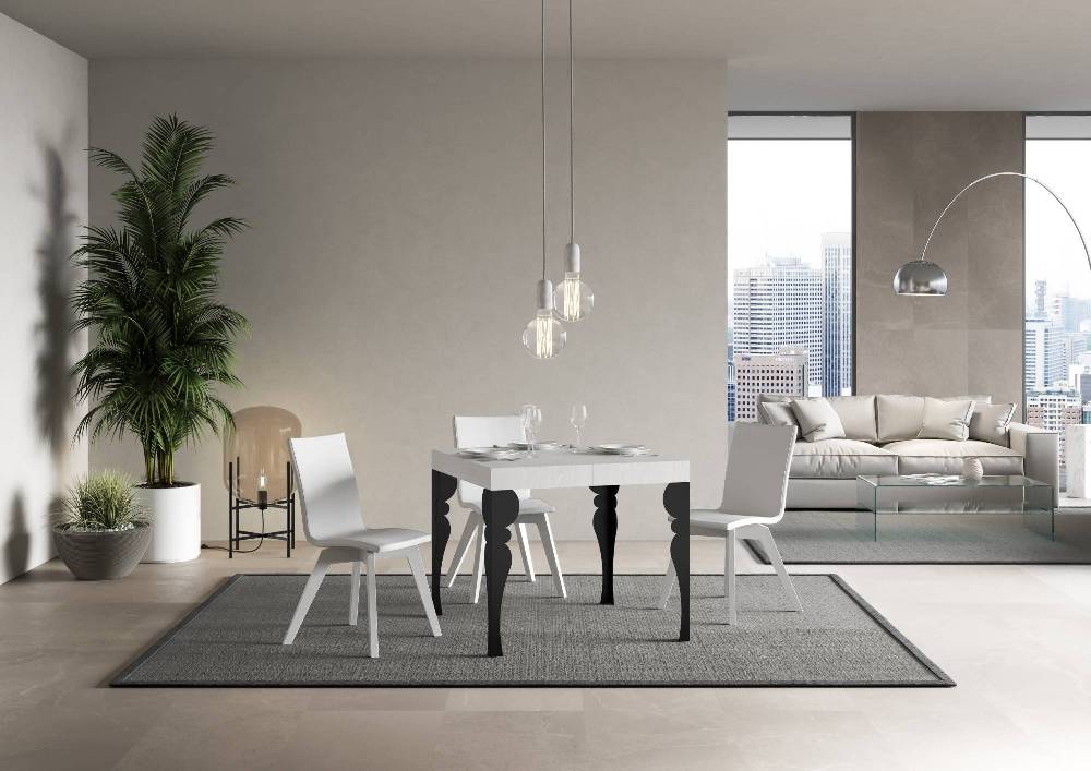 Itamoby Tavolo allungabile 90×90/246 cm Paxon Premium Bianco Frassino telaio Antracite Vendita Economica