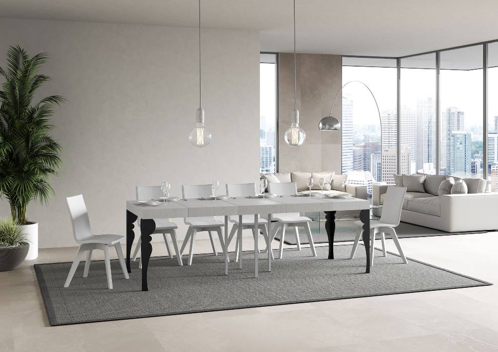 Itamoby Tavolo allungabile 90×90/246 cm Paxon Premium Bianco Frassino telaio Antracite Vendita Economica
