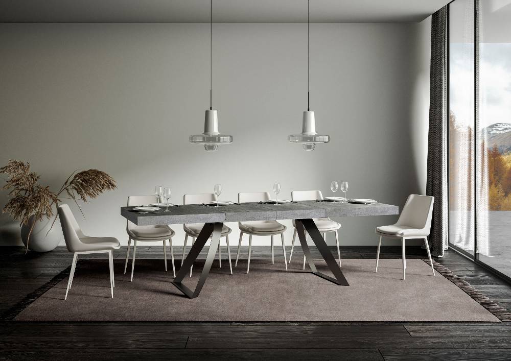 Itamoby Tavolo allungabile 90×160/264 cm Proxy Premium Cemento telaio Antracite Nuova