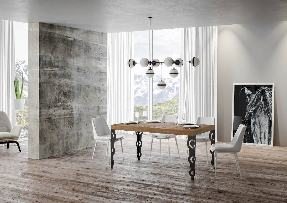 Itamoby Tavolo allungabile 90×180/284 cm Karamay Premium Quercia Natura telaio Antracite Italia