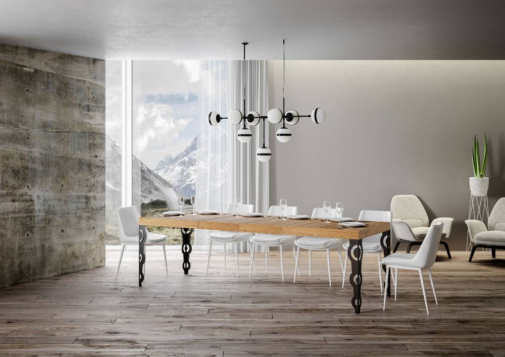 Itamoby Tavolo allungabile 90×180/284 cm Karamay Premium Quercia Natura telaio Antracite Italia