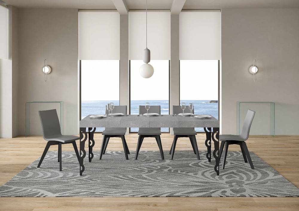 Itamoby Tavolo allungabile 90X140/244 cm Karamay Premium Cemento telaio Antracite Spedizione Gratuita