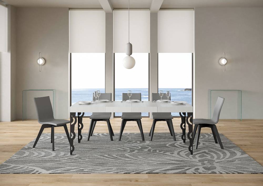 Itamoby Tavolo allungabile 90X140/244 cm Karamay Premium Bianco Frassino telaio Antracite Soddisfazione Garantita