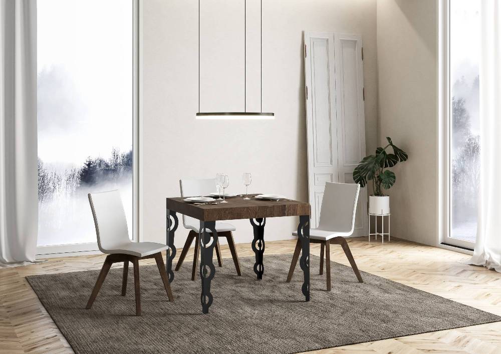 Itamoby Tavolo allungabile 90×90/246 cm Karamay Premium Noce telaio Antracite Prezzo Ridotto