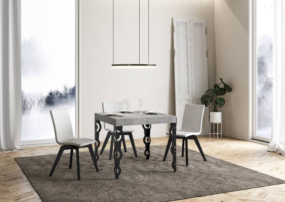 Itamoby Tavolo allungabile 90×90/246 cm Karamay Premium Cemento telaio Antracite Sottocosto