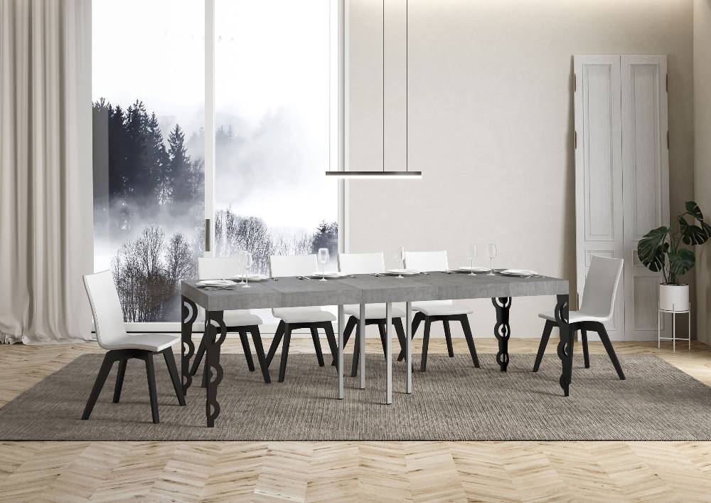 Itamoby Tavolo allungabile 90×90/246 cm Karamay Premium Cemento telaio Antracite Sottocosto