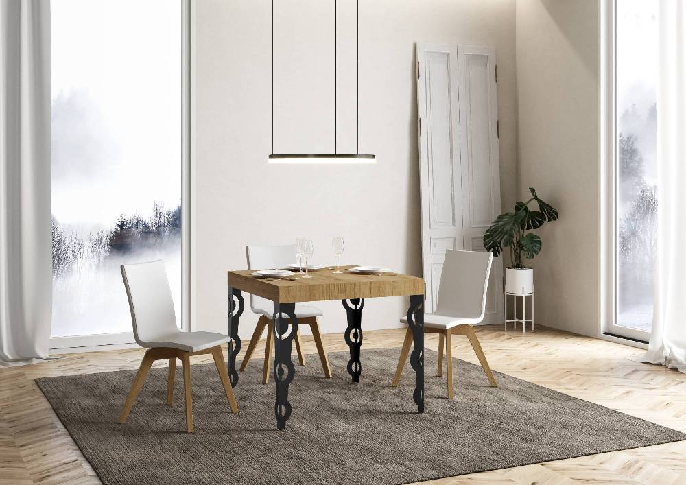 Itamoby Tavolo allungabile 90×90/246 cm Karamay Premium Quercia Natura telaio Antracite Convenienza