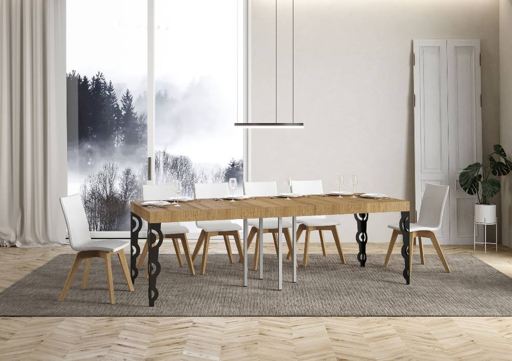 Itamoby Tavolo allungabile 90×90/246 cm Karamay Premium Quercia Natura telaio Antracite Convenienza