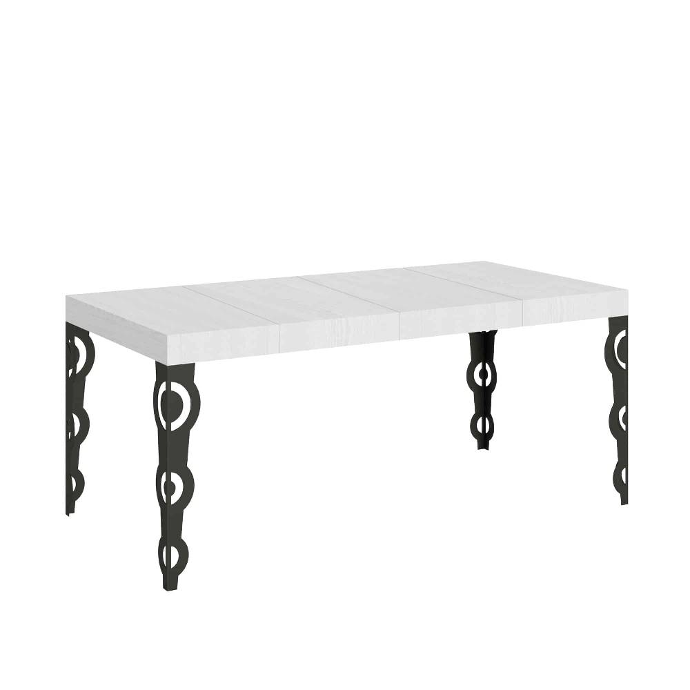 Itamoby Tavolo allungabile 90×90/246 cm Karamay Premium Bianco Frassino telaio Antracite