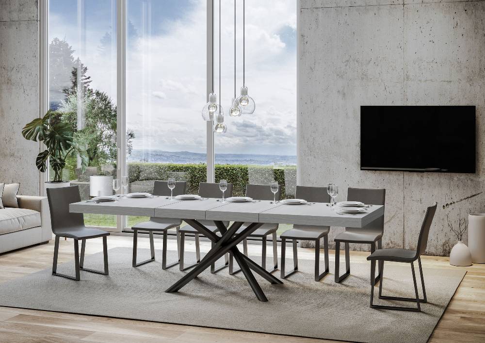 Itamoby Tavolo allungabile 90×160/264 cm Famas Premium Bianco Frassino telaio Antracite Spedizione Gratuita