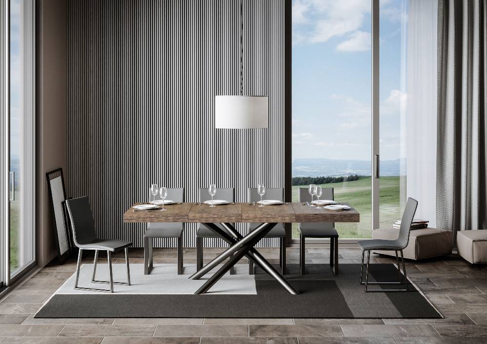 Itamoby Tavolo allungabile 90×140/244 cm Famas Premium Noce telaio Antracite Pezzi Unici