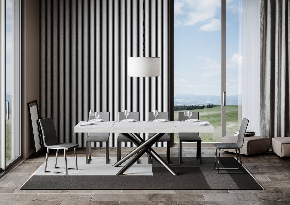 Itamoby Tavolo allungabile 90×120/224 cm Famas Premium Bianco Frassino telaio Antracite Sottocosto