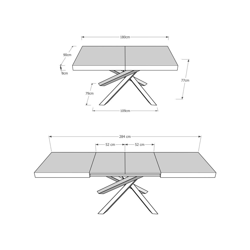 Itamoby Tavolo allungabile 90×180/284 cm Volantis Premium Noce telaio 4/C Convenienza
