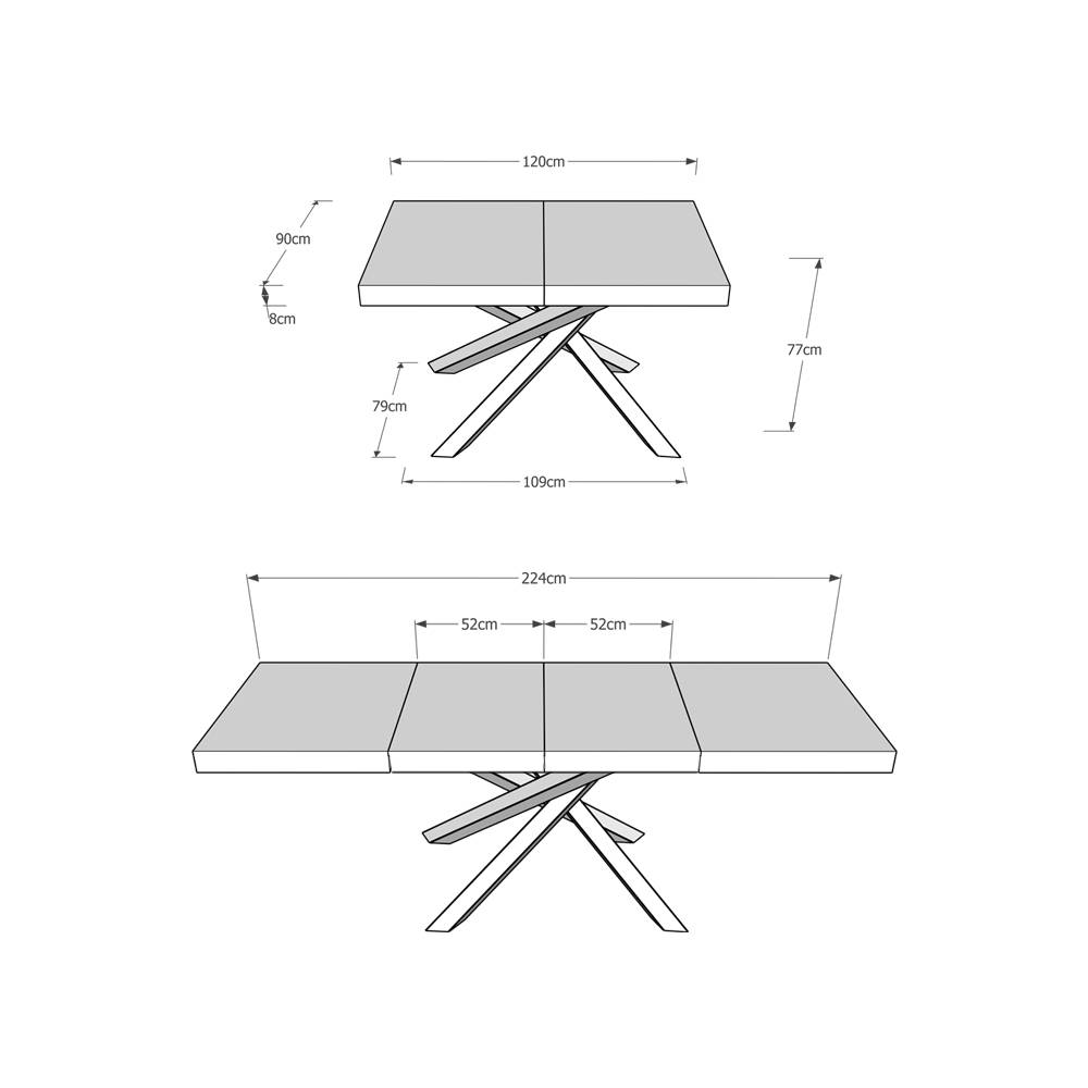 Itamoby Tavolo allungabile 90×120/224 cm Volantis Premium Bianco Frassino telaio 4/C In Saldo