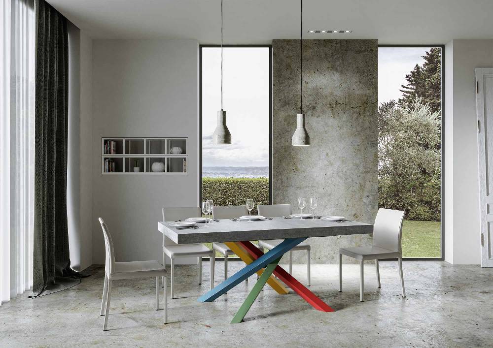 Itamoby Tavolo allungabile 90×180/284 cm Volantis Premium Cemento telaio 4/B Moda