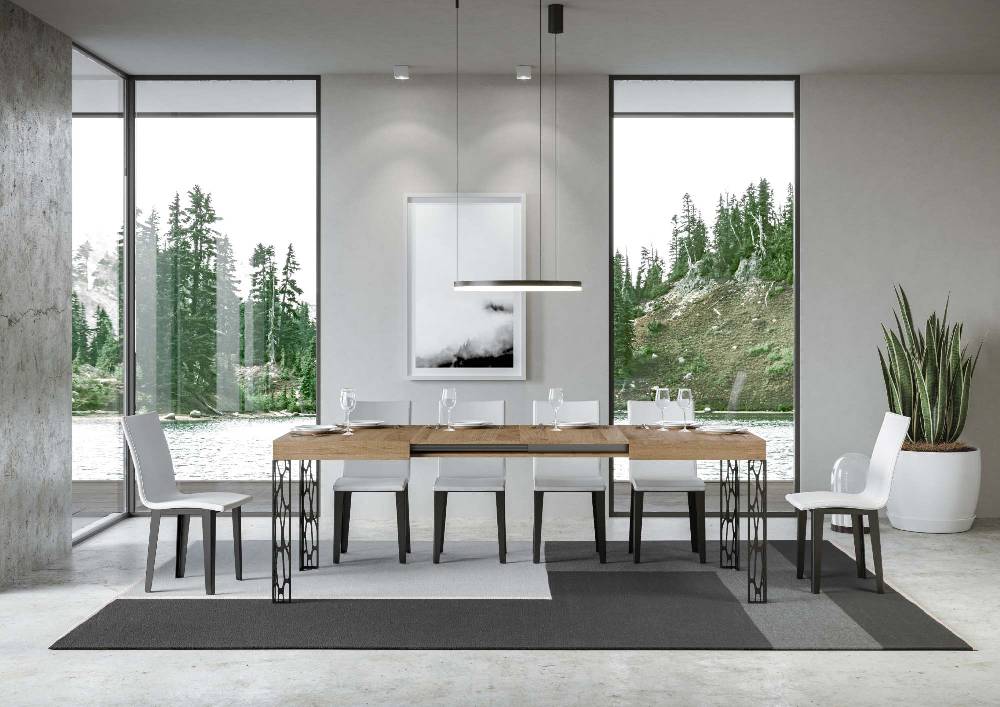 Itamoby Tavolo Ghibli Allungabile piano Quercia Natura 90×130 Allungato 234 telaio Antracite Nuovo
