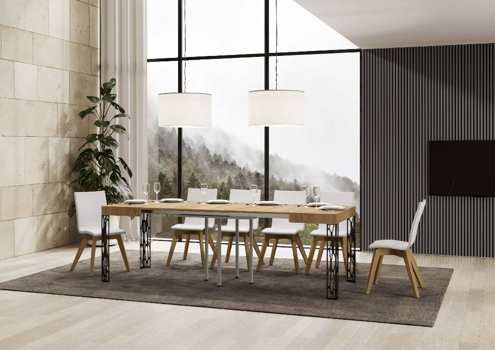 Itamoby Tavolo Ghibli Allungabile piano Quercia Natura 90×90 Allungato 246 telaio Antracite Spedizione Gratuita