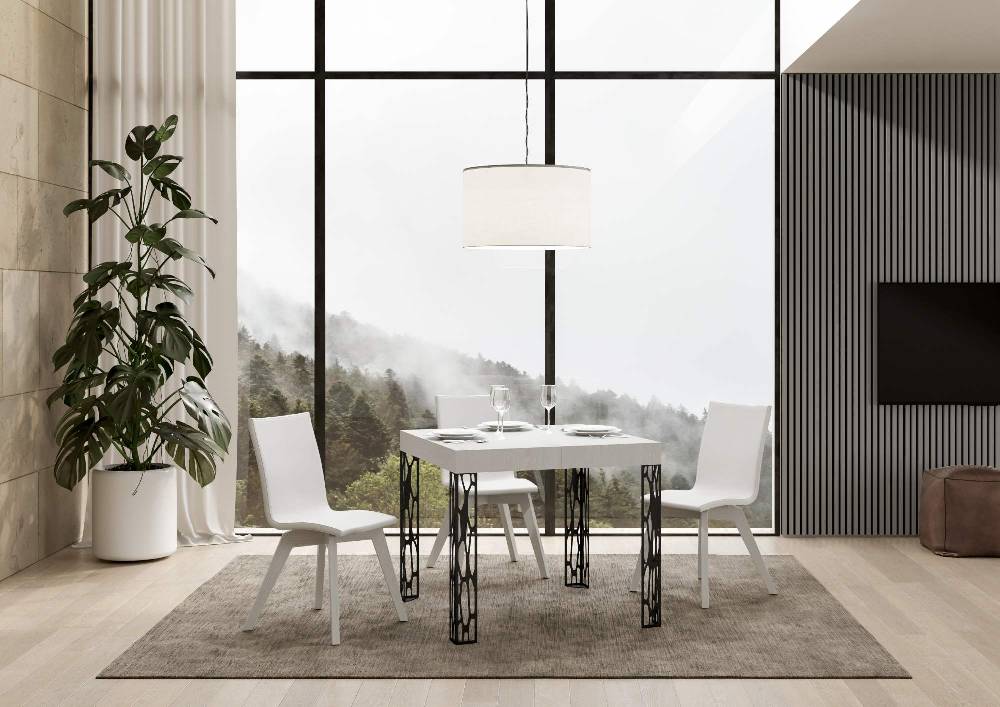 Itamoby Tavolo Ghibli Allungabile piano Bianco Frassino 90×90 Allungato 246 telaio Antracite Pezzi Unici