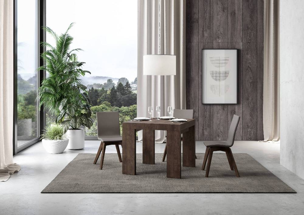 Itamoby Tavolo Roxell Mix Allungabile Noce 90×90 Allungato 246 Promozione