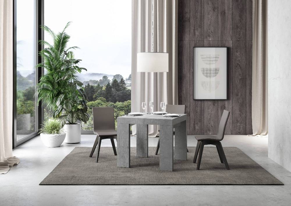 Itamoby Tavolo Roxell Allungabile Cemento 90×90 Allungato 246 Spedizione Gratuita