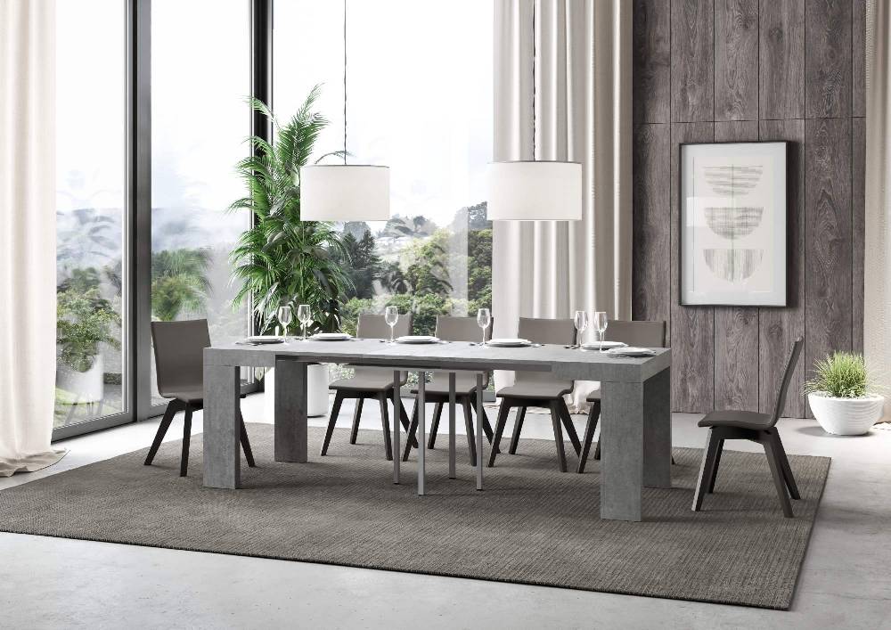 Itamoby Tavolo Roxell Allungabile Cemento 90×90 Allungato 246 Spedizione Gratuita