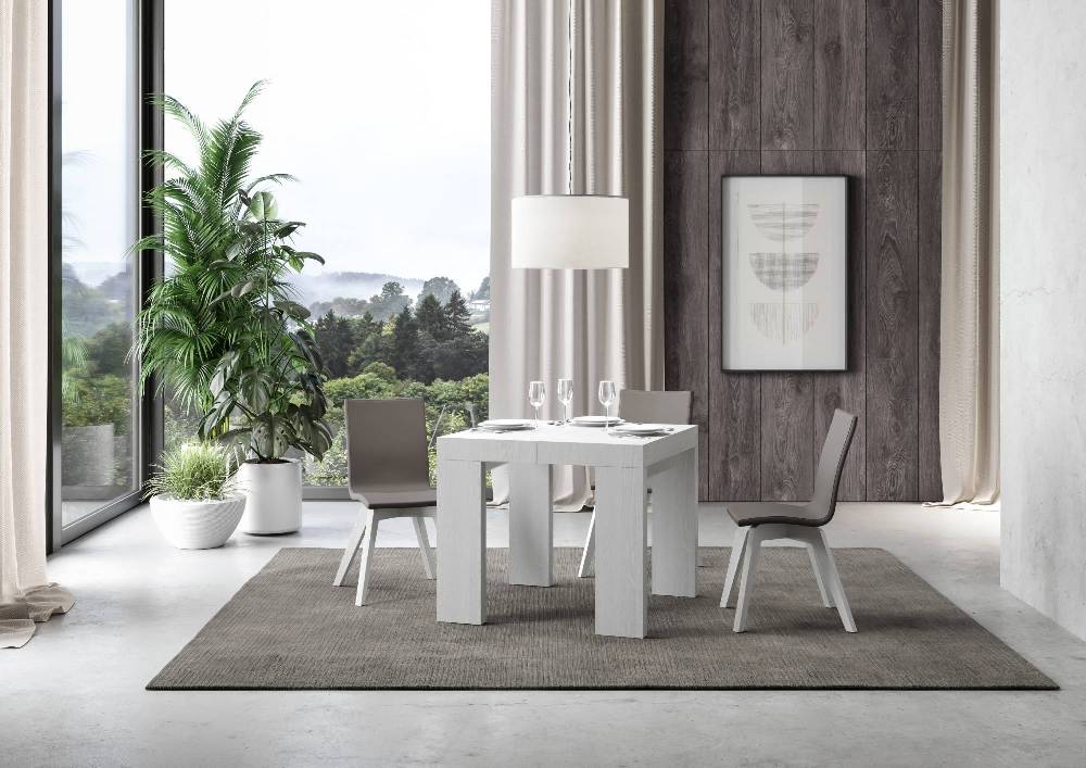 Itamoby Tavolo Roxell Allungabile Bianco Frassino 90×90 Allungato 246 Soddisfazione Garantita
